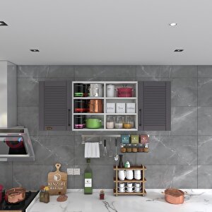 Hazır Mutfak Dolabı Biber90 Gri Mod2 90*160*32 Mebran Kapak Suntalam Gövde Beyaz