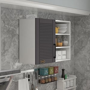 Hazır Mutfak Dolabı Tere60 Gri Mod2 60*080*32 Mebran Kapak Suntalam Gövde Beyaz