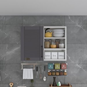 Hazır Mutfak Dolabı Tere60 Gri Mod2 60*080*32 Mebran Kapak Suntalam Gövde Beyaz