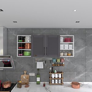 Hazır Mutfak Dolabı Domates60 Gri Mod2 60*160*32 Mebran Kapak Suntalam Gövde Beyaz