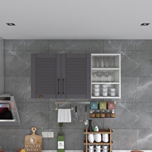 Hazır Mutfak Dolabı Maydanoz60 Gri Mod2 60*120*32 Mebran Kapak Suntalam Gövde Beyaz