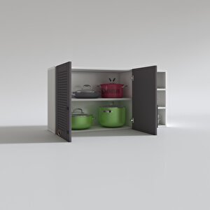 Hazır Mutfak Dolabı Maydanoz60 Gri Mod2 60*120*32 Mebran Kapak Suntalam Gövde Beyaz