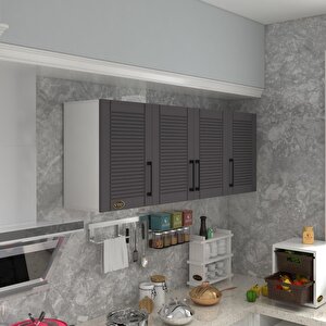 Hazır Mutfak Dolabı Soğan90 Gri Mod2 90*160*32 Mebran Kapak Suntalam Gövde Beyaz