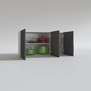 Hazır Mutfak Dolabı Limon60 Gri Mod2 60*120*32 Mebran Kapak Suntalam Gövde Beyaz