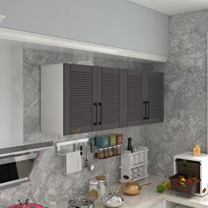Hazır Mutfak Dolabı Havuç60 Gri Mod2 60*160*32 Mebran Kapak Suntalam Gövde Beyaz
