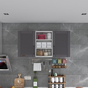 Hazır Mutfak Dolabı Pırasa60 Gri Mod2 60*120*32 Mebran Kapak Suntalam Gövde Gri