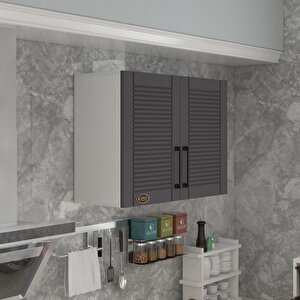 Hazır Mutfak Dolabı Kıvırcık60 Gri Mod2 60*080*32 Mebran Kapak Suntalam Gövde Beyaz