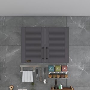 Hazır Mutfak Dolabı Kıvırcık60 Gri Mod2 60*080*32 Mebran Kapak Suntalam Gövde Beyaz