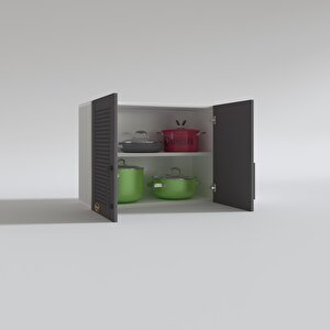 Hazır Mutfak Dolabı Kıvırcık60 Gri Mod2 60*080*32 Mebran Kapak Suntalam Gövde Beyaz