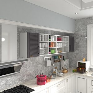 Hazır Mutfak Dolabı Kavun90 Gri Mod2 90*240*32 Mebran Kapak Suntalam Gövde Beyaz