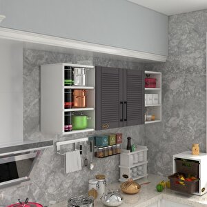 Hazır Mutfak Dolabı Domates90 Gri Mod2 90*160*32 Mebran Kapak Suntalam Gövde Beyaz