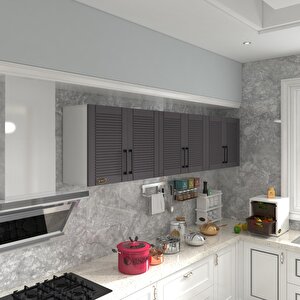 Hazır Mutfak Dolabı Elma90 Gri Mod2 90*240*32 Mebran Kapak Suntalam Gövde Beyaz