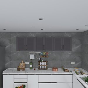 Hazır Mutfak Dolabı Elma90 Gri Mod2 90*240*32 Mebran Kapak Suntalam Gövde Beyaz