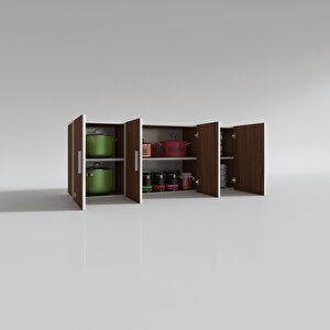 Hazır Mutfak Marina Cvz 060*150*22 Mutfak Banyo Dolabı Kapaklı Raflı Ceviz