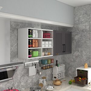 Hazır Mutfak Dolabı Patlıcan60 Gri Mod2 60*160*32 Mebran Kapak Suntalam Gövde Beyaz