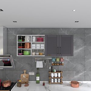 Hazır Mutfak Dolabı Patlıcan60 Gri Mod2 60*160*32 Mebran Kapak Suntalam Gövde Beyaz