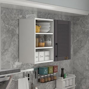 Hazır Mutfak Dolabı Roka60 Gri Mod2 60*080*32 Mebran Kapak Suntalam Gövde Beyaz