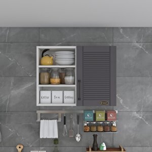 Hazır Mutfak Dolabı Roka60 Gri Mod2 60*080*32 Mebran Kapak Suntalam Gövde Beyaz