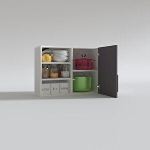 Hazır Mutfak Dolabı Roka60 Gri Mod2 60*080*32 Mebran Kapak Suntalam Gövde Beyaz