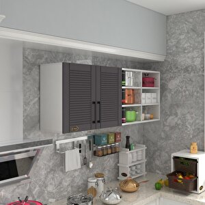 Hazır Mutfak Dolabı Zencefil60 Gri Mod2 60*160*32 Mebran Kapak Suntalam Gövde Beyaz