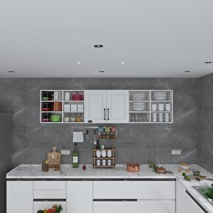 Hazır Mutfak Dolabı Mercimek90 Byz Mod1 90*240*32 Mebran Kapak Suntalam Gövde Beyaz
