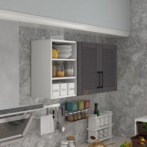 Hazır Mutfak Dolabı Kestane60 Gri Mod2 60*120*32 Mebran Kapak Suntalam Gövde Beyaz