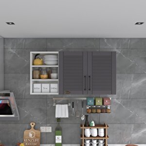 Hazır Mutfak Dolabı Kestane60 Gri Mod2 60*120*32 Mebran Kapak Suntalam Gövde Beyaz
