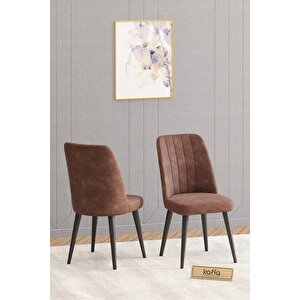 Will Siyah 80x140 Sabit Mutfak Masası Yemek Masası Masa Sandalye Takımı 6 Kahve Sandalye