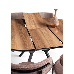 Roza Alfa Yuvarlak Highgloss Mutfak Masa Sandalye Takımı 120cm