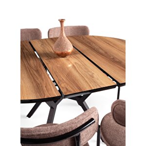 Roza Alfa Yuvarlak Highgloss Mutfak Masa Sandalye Takımı 120cm