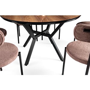 Roza Alfa Yuvarlak Highgloss Mutfak Masa Sandalye Takımı 120cm