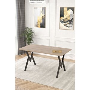 Rath Sonomo 80x140 Sabit Yemek Masası , Masa Sandalye Takımı , Baby Face Kumaş 6 Siyah Sandalye