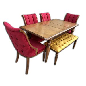Masa-sandalye 12594 Fiti̇l Model Kayın Retro Ayak Kapitone Papel Ort Otr El Yapım
