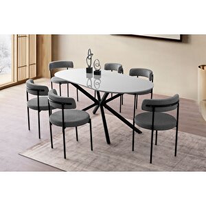 Li̇rona Masa, Rolls Metal Sandalye, Si̇s Gri̇, 180x90