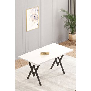 Will Beyaz 80x140 Sabit Mutfak Masası Yemek Masası Masa Sandalye Takımı 6 Gri Sandalye