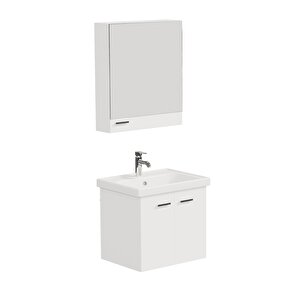Basic Alt Dolap + Üst Dolap -lavabo Dahil-beyaz ,60 Cm. 3 Parça