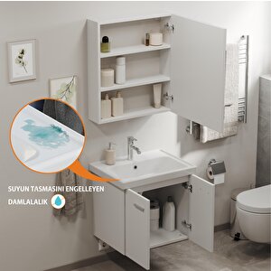 Basic Alt Dolap + Üst Dolap -lavabo Dahil-beyaz ,60 Cm. 3 Parça