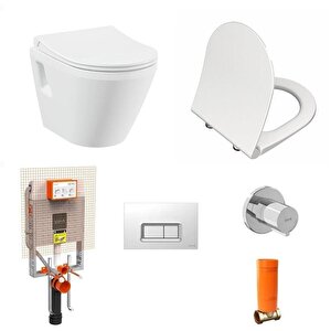 Vitra İntegra Rim-ex Kanalsız Asma Klozet + Vitra Slim Duroplast Klozet Kapağı + Gömme Rezervuar 7062l003-0850
