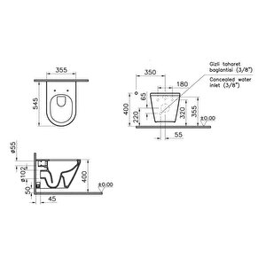 Vitra İntegra Rim-ex Kanalsız Asma Klozet + Vitra Slim Duroplast Klozet Kapağı + Gömme Rezervuar 7062l003-0850