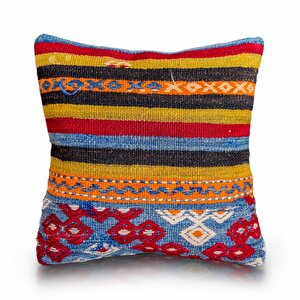 Vintage Kilimli Yastık Kılıfı Pllwsqr1387 - 40x40
