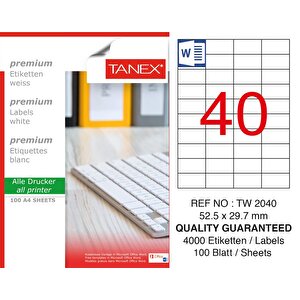 Tw-2040 52.5x29.7mm Laser Etiket