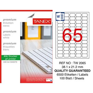 Tw-2065 Beyaz Etiket 38.1 Mm X 21.2 Mm