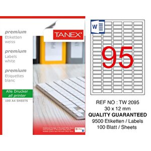 Tw-2095 30x12 Mm Laser Etiket 100 Ad.