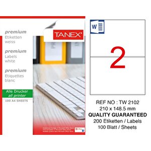 Tw-2102 Laser Etiket 210 X 148,5 Mm
