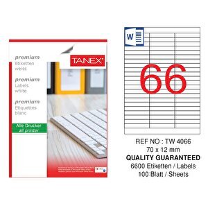 Tw-4066 70x12mm Laser Etiket 100 Lü Paket