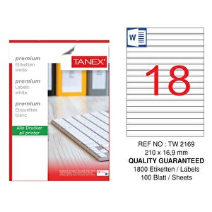 Tw-2169 Laser Etiket 210x16,9mm