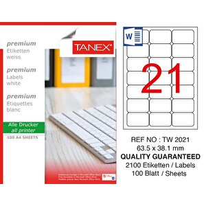 Tw-2021 Beyaz Etiket 63.5 Mm X 38.1 Mm