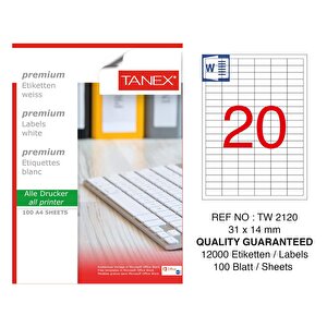 Tw-2120 Laser Etiket 31 X 14 Mm