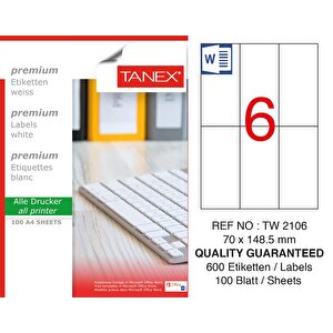 Tw-2106 Laser Etiket 70 X 148.5 Mm