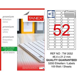 Tw-2052 Laser Etiket  46,4 X 21,2 Mm